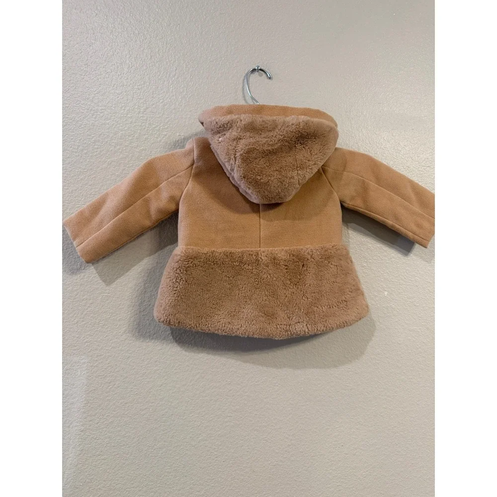 Max Studio Kids Hooded Faux Fur Trim Coat Camel Tan Baby Girl 12M Winter Jacket